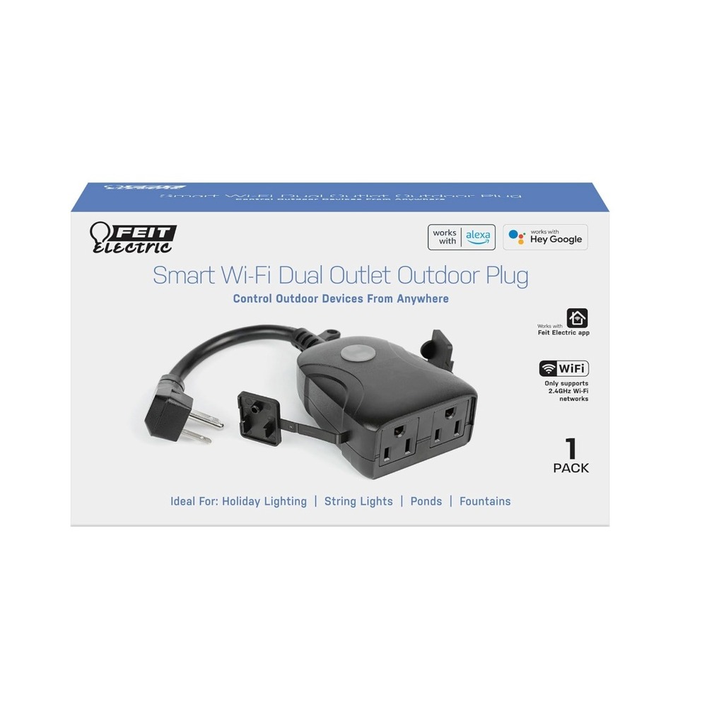 Feit Electric Smart Wi-Fi Dual Outlet Outdoor Plug Black PLUG/WIFI/WP New